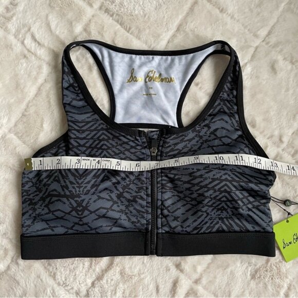 Sam Edelman | Gray and Black Geo Print Zip Front Bra | Size Extra Small - Picture 11 of 13